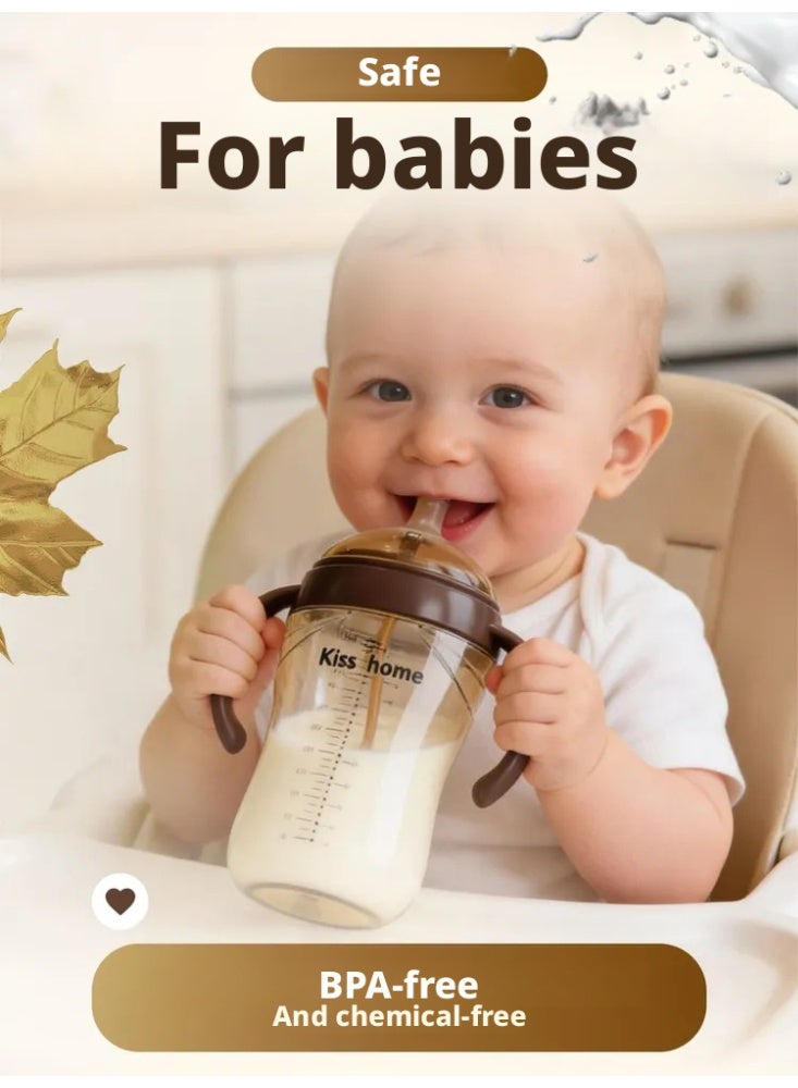 Kiss home PPSU Spill-Proof Baby Weaning Straw Bottle with Handles, 300ml, 7 Months+ - Image 4