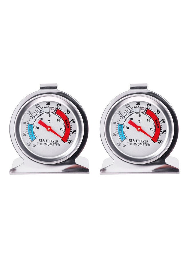 اليشمك طقم ميزان حرارة للثلاجة من الإستانلس ستيل مكون من قطعتين متعدد الألوان 7.50*6.30*7.00سم - Image 1
