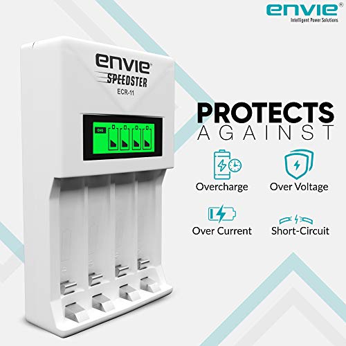 ENVIE® (ECR-011) Speedster Fast Charger for AA & AAA Rechargeable Batteries with LCD Display Indicator & Auto Cut Charging - Charges 4 Batteries At a Time - Image 2