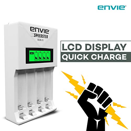 ENVIE® (ECR-011) Speedster Fast Charger for AA & AAA Rechargeable Batteries with LCD Display Indicator & Auto Cut Charging - Charges 4 Batteries At a Time - Image 5
