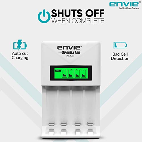 ENVIE® (ECR-011) Speedster Fast Charger for AA & AAA Rechargeable Batteries with LCD Display Indicator & Auto Cut Charging - Charges 4 Batteries At a Time - Image 3