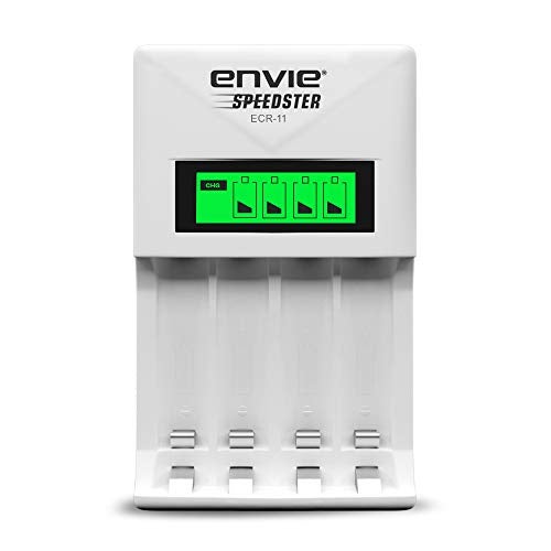 ENVIE® (ECR-011) Speedster Fast Charger for AA & AAA Rechargeable Batteries with LCD Display Indicator & Auto Cut Charging - Charges 4 Batteries At a Time - Image 1