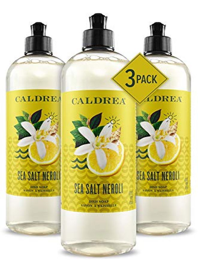 Caldrea صابون الأطباق، سائل غسيل الأطباق القابل للتحلل مصنوع من لحاء الصابون والألوة فيرا، ملح البحر نيرولي، 16 أونصة، 3 عبوات - Image 1