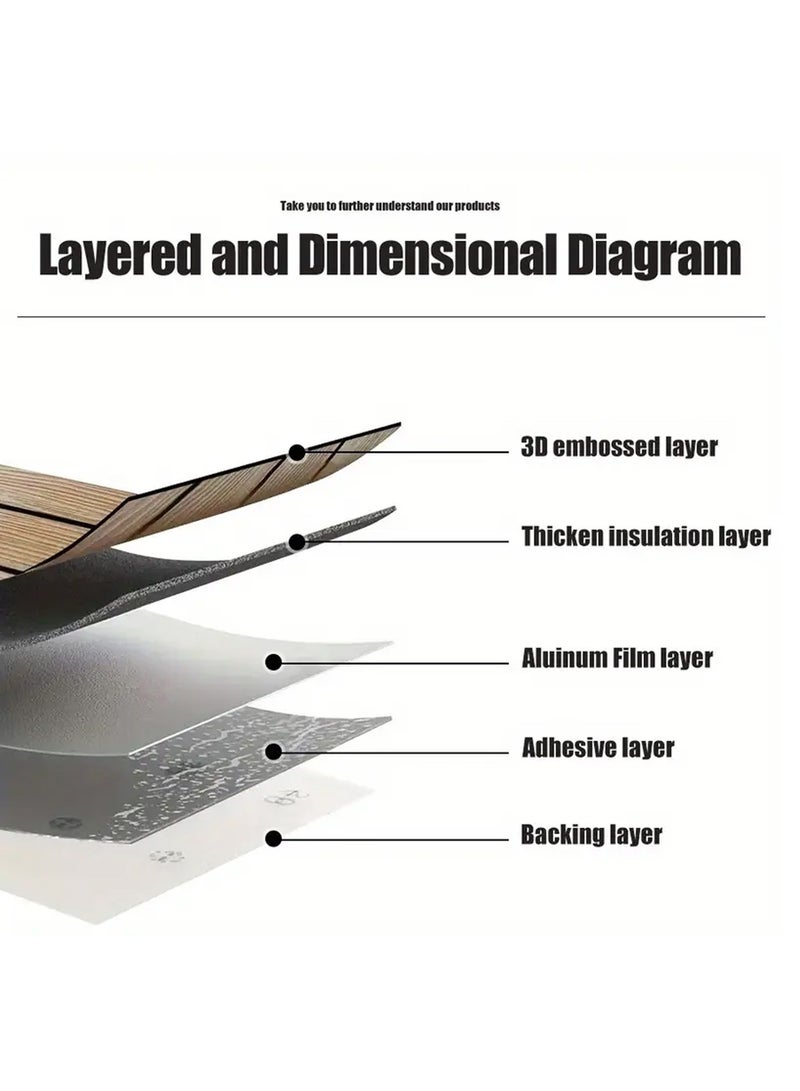 نوايوو ألواح حائط ثلاثية الأبعاد سميكة من الخشب الحبيبي - 300 سم × 40 سم، مقاومة للماء والرطوبة والصوت، ذاتية اللصق، ورق حائط لاصق لتزيين المنزل، غرفة المعيشة، غرفة النوم، خلفية التلفزيون (N1037C) - Image 4