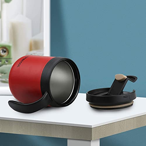 SIYANSHU Insulated Coffee Mug with Lid Travel Coffee Mug with Handle- Double Wall Vacuum Insulated Stainless Steel Mug for Daily Drinks | BPA Free | Press-in Lid (350ML, Red) - Image 5