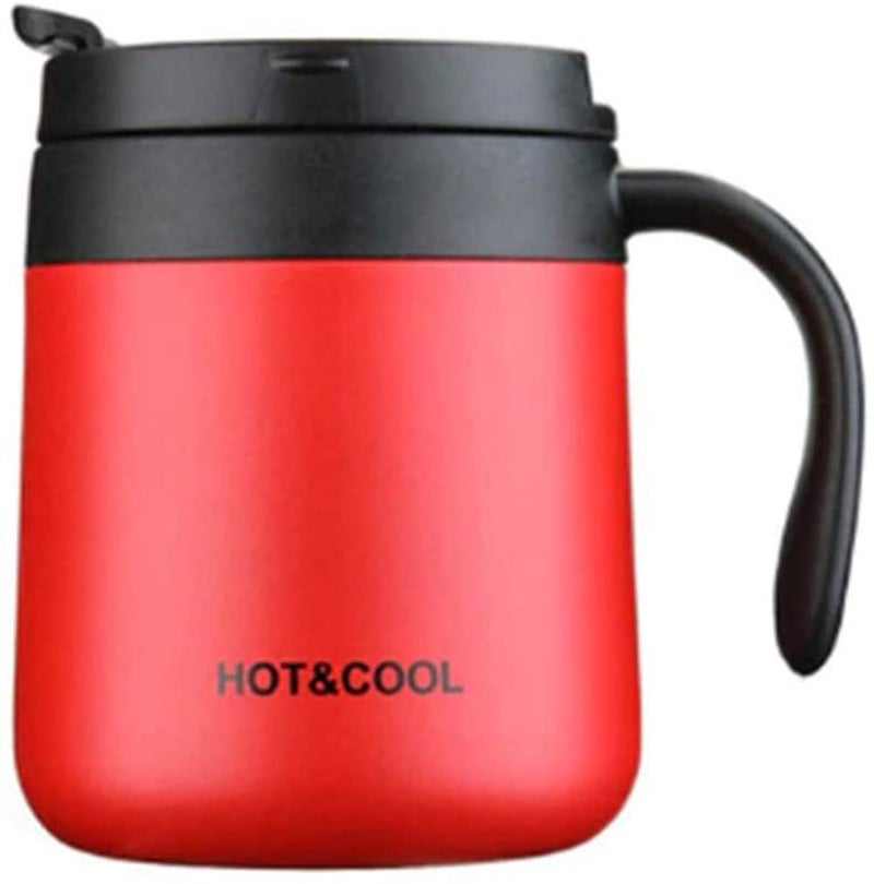 SIYANSHU Insulated Coffee Mug with Lid Travel Coffee Mug with Handle- Double Wall Vacuum Insulated Stainless Steel Mug for Daily Drinks | BPA Free | Press-in Lid (350ML, Red) - Image 1