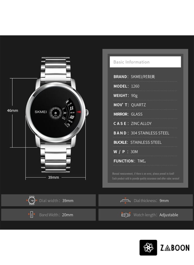 Zaboon SKMEI 1260 Fashion Creative Pointer 30m Waterproof Quartz Wrist Watch with Stainless Steel Watchband - Image 5