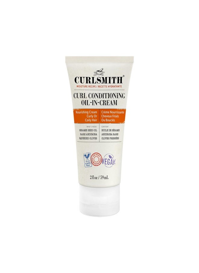 CURLSMITH Curl Conditioning Oil In Cream Vegan Leave In Conditioner For Curly And Coily Hair (2 Fl Oz) Trial Or Travel Size  - Image 1