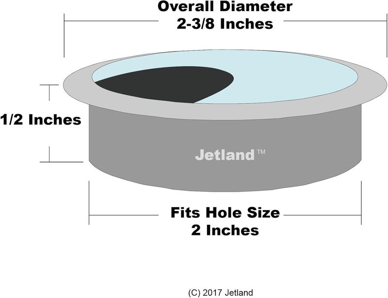 Jetland Desk Grommet for Wire Organizer - Brushed Silver, Fits 2" Hole, GBS53, 5-Pack - Image 2