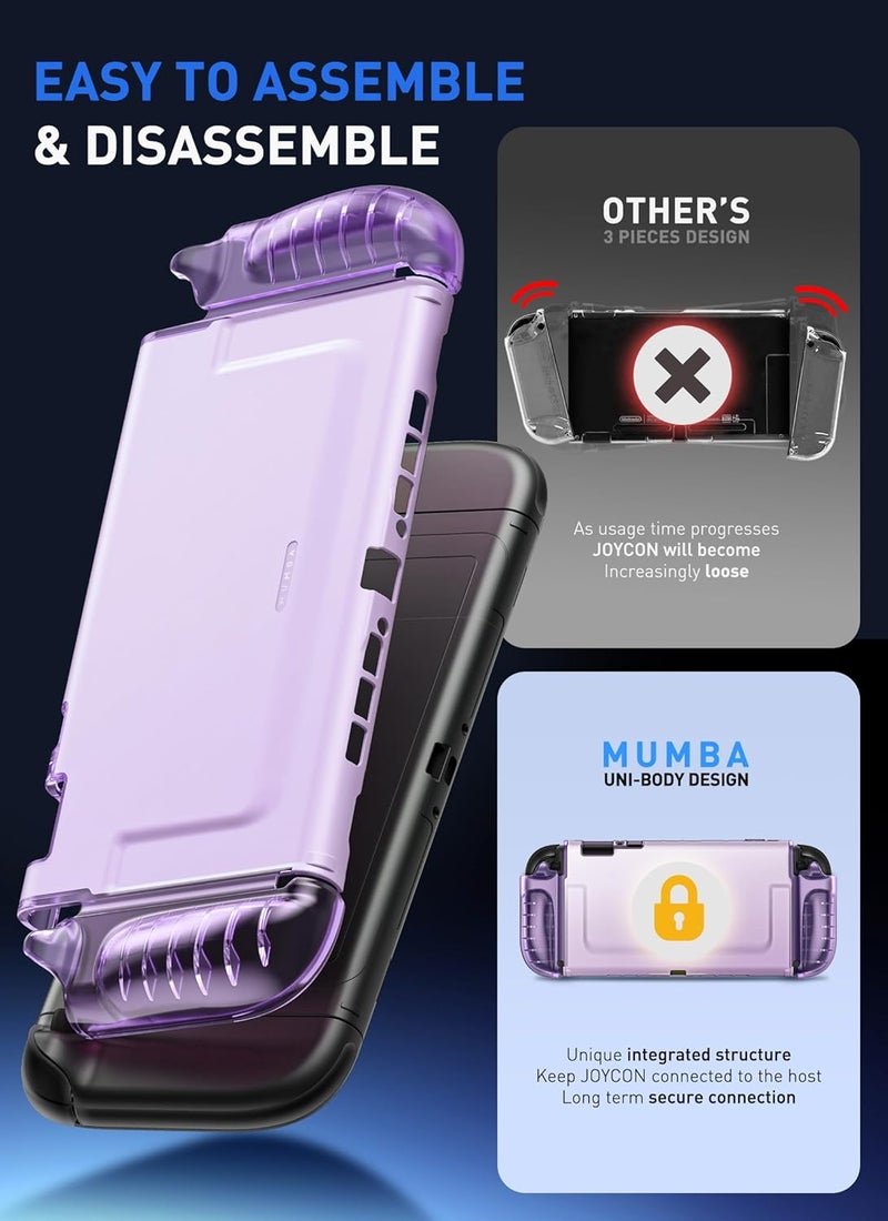 مومبا علبة شفافة من مومبا لنينتندو سويتش 2 2025، غطاء حماية بلوري شفاف مع تصميم Joy-Con سريع الفك ومقبض TPU متوافق مع وحدة التحكم الجديدة نينتندو سويتش 2 مقاس 7.9 بوصة (أرجواني) - Image 5