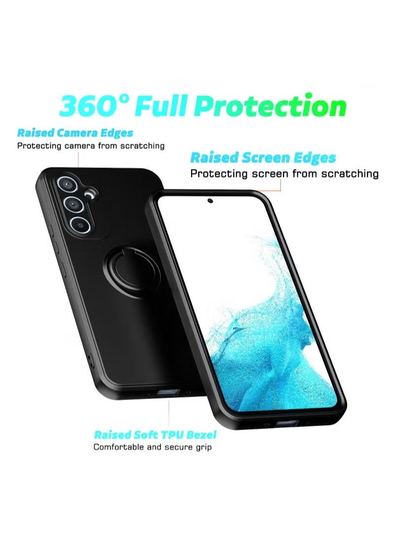Samsung Galaxy A54 5G Case Liquid Silicone Flexible Edges Anti-scratch and Shockproof Circular Ring Support Car Magnets Black - Image 2