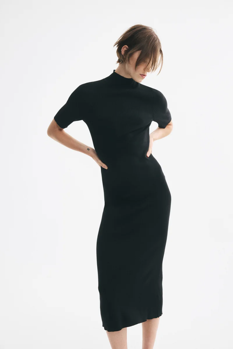 H&M  Fine-knit turtleneck dress for Women | Best Price UAE