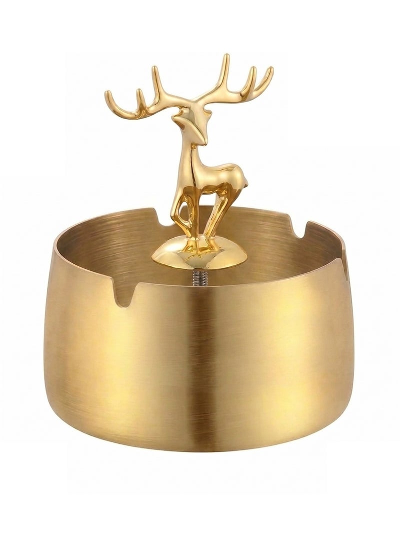 Stellar Stores Luxury Golden Metal Ashtray Decorative Deer Ashtray for Home, Restaurant, Office - Image 1
