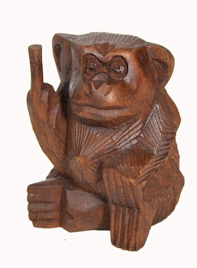 WorldBazzar 6 Inch Rude Monkey Flipping The Bird Middle Finger Wooden Statue WorldBazzar Brand - Image 3