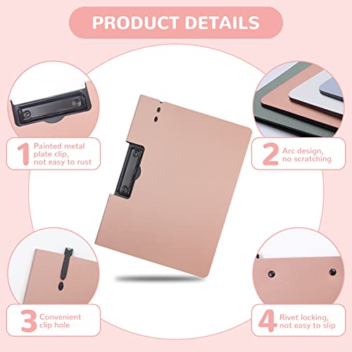 SNOMEL Foldable Clipboard with Cover, A4 Punchless Binder with Clamp, Letter Size Clip File Folder, Classic Office Clipboard, Document Folder Organizer for Nursing, School, Business (Pink) - Image 3