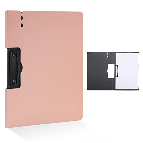 SNOMEL Foldable Clipboard with Cover, A4 Punchless Binder with Clamp, Letter Size Clip File Folder, Classic Office Clipboard, Document Folder Organizer for Nursing, School, Business (Pink) - Image 1