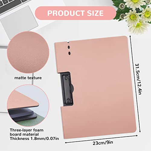 SNOMEL Foldable Clipboard with Cover, A4 Punchless Binder with Clamp, Letter Size Clip File Folder, Classic Office Clipboard, Document Folder Organizer for Nursing, School, Business (Pink) - Image 2