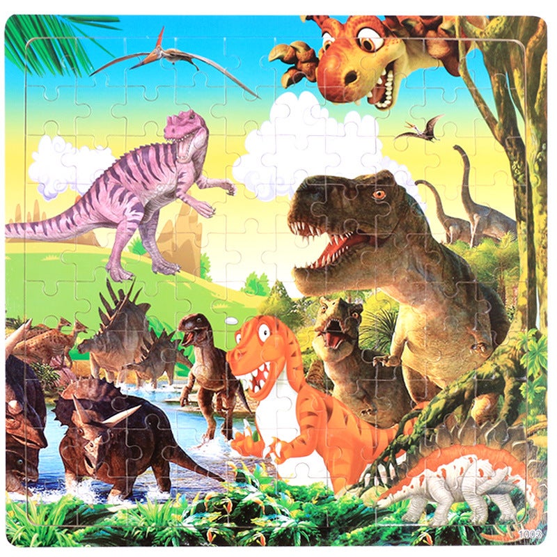 100 Flat Wooden Puzzle Children'S Kindergarten Cartoon Animal Wooden Puzzle Early Education Educational Toys - Image 1