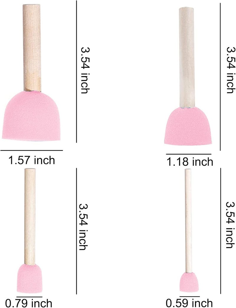 WAFJAMF 40 Pcs Assorted Size Round Sponges Brush Set, 4 Size DIY Paint Tools for Kids – Pink - Image 2