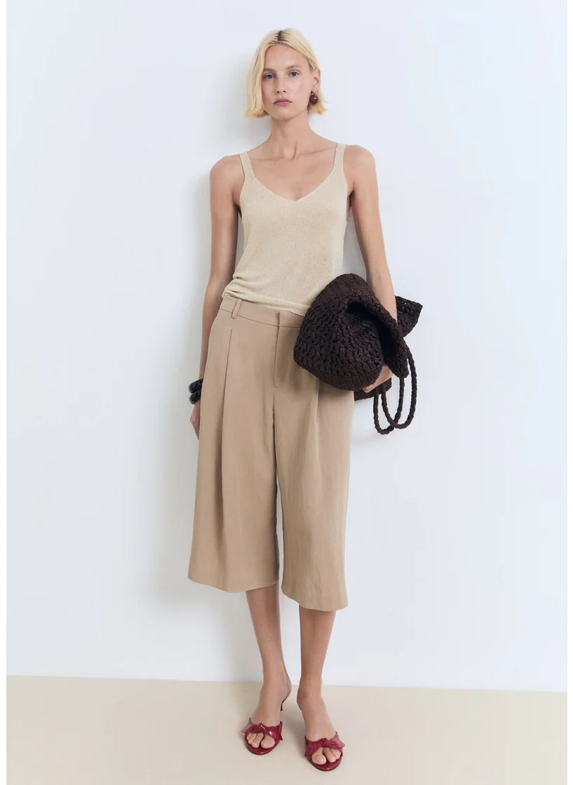 MANGO Lurex Knitted V-Neck Top