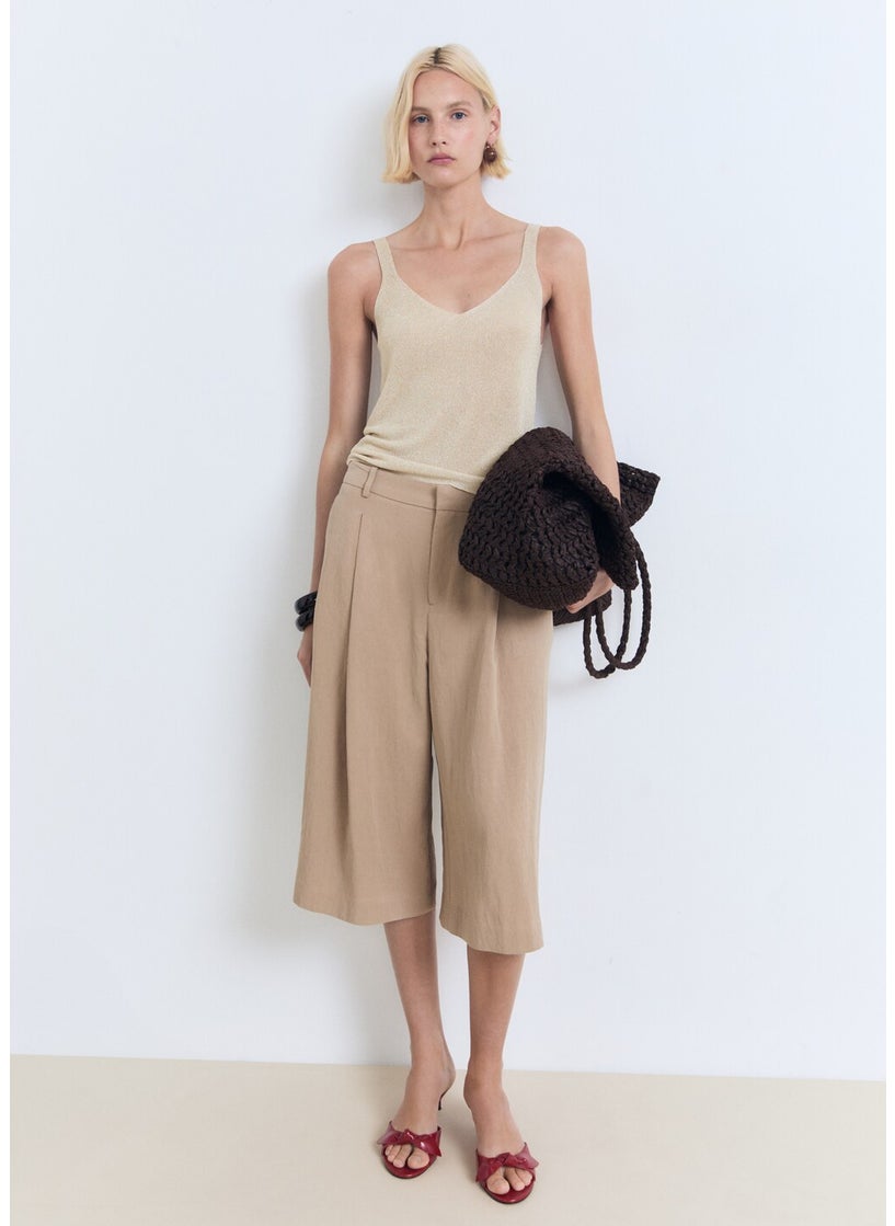 MANGO Lurex Knitted V-Neck Top  - Image 1
