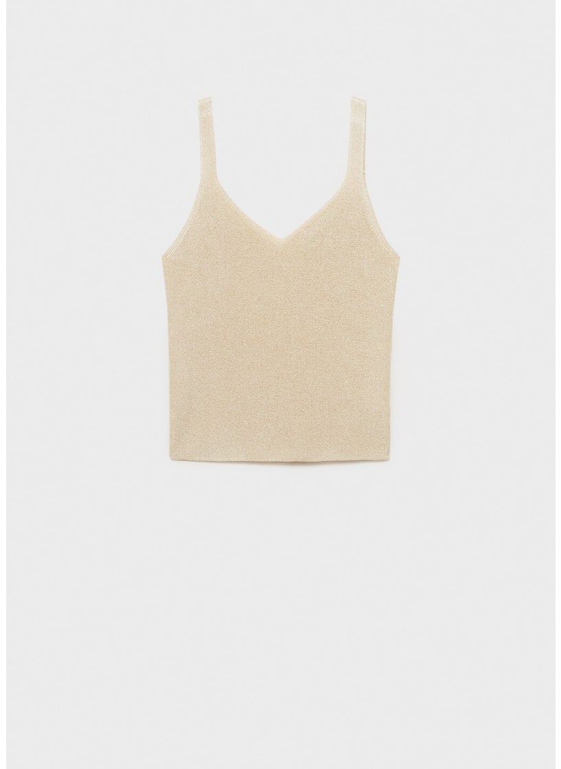 MANGO Lurex Knitted V-Neck Top  - Image 5