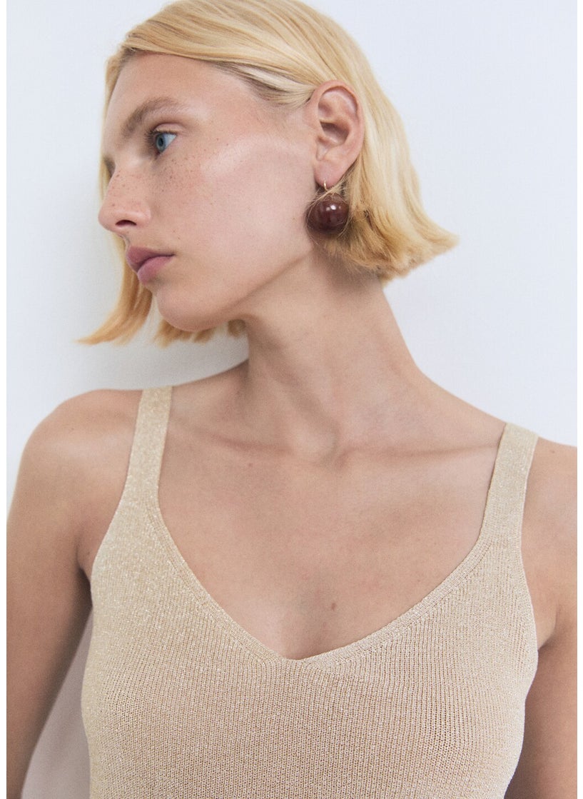 MANGO Lurex Knitted V-Neck Top  - Image 4