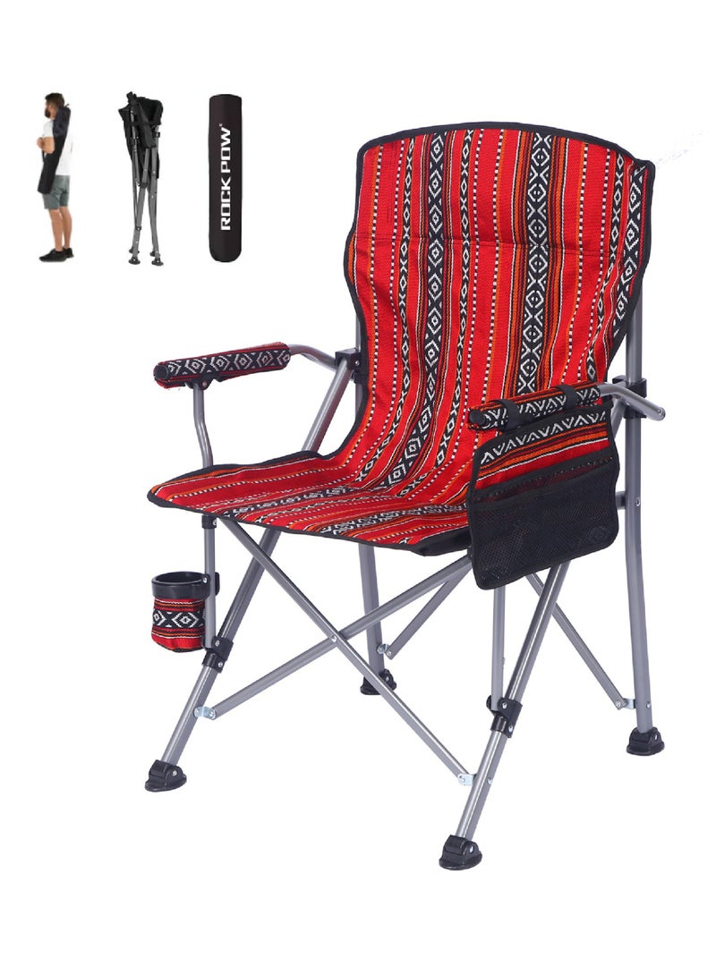 روك بو كرسي التخييم القابل للطي الممتاز مع حامل الكأس - التصميم العربي التقليدي. مقعد خفيف الوزن في الهواء الطلق المحمول مع مساندة الذراع. إطار ثقيل للصحراء والشاطئ والشواء والمجلس. يدعم ما يصل إلى 150 كيلوغرام. كرسي رحلة، التخييم، البستنة، الصيد، السفر، النزهة والمهرجانات - Image 1