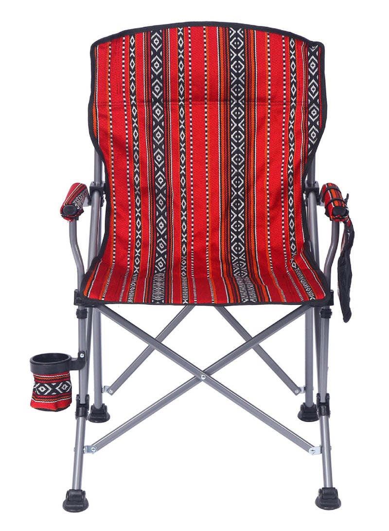 روك بو كرسي التخييم القابل للطي الممتاز مع حامل الكأس - التصميم العربي التقليدي. مقعد خفيف الوزن في الهواء الطلق المحمول مع مساندة الذراع. إطار ثقيل للصحراء والشاطئ والشواء والمجلس. يدعم ما يصل إلى 150 كيلوغرام. كرسي رحلة، التخييم، البستنة، الصيد، السفر، النزهة والمهرجانات - Image 2