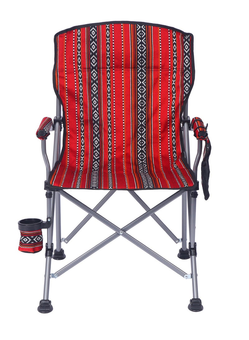 روك بو كرسي التخييم القابل للطي الممتاز مع حامل الكأس - التصميم العربي التقليدي. مقعد خفيف الوزن في الهواء الطلق المحمول مع مساندة الذراع. إطار ثقيل للصحراء والشاطئ والشواء والمجلس. يدعم ما يصل إلى 150 كيلوغرام. كرسي رحلة، التخييم، البستنة، الصيد، السفر، النزهة والمهرجانات - Image 5