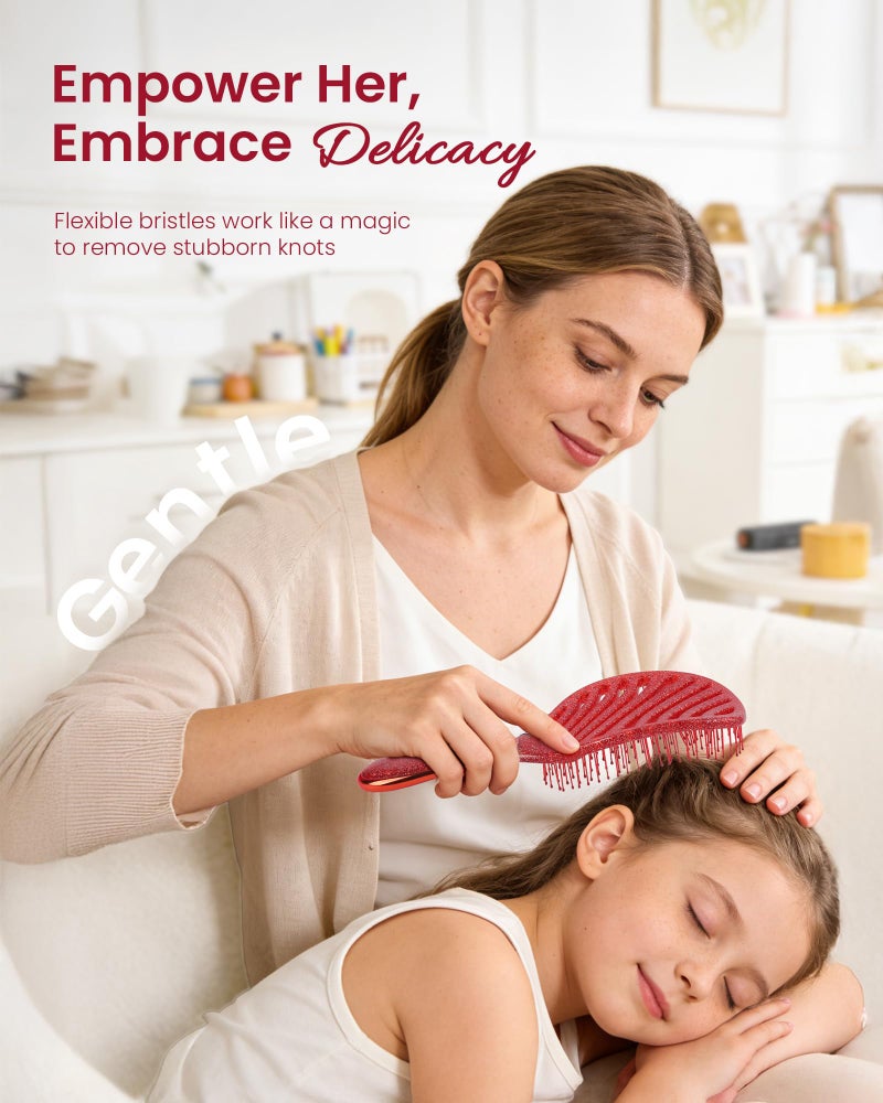 AIMIKE Gift for Women & Teen Girls â€“ AIMIKE 2pcs Painless Detangler Hair Brush Set with Soft Bristles, Extra Gentle Wet & Dry Brush for Fine or Sensitive Hair, Ideal Holiday Presents - Image 3