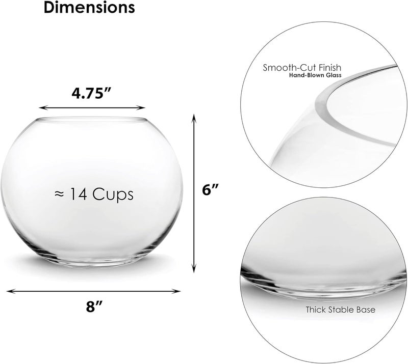 CYS EXCEL Glass Bubble Bowl (H-6" W-8", Approx. 3/4 Gal.) Small Fish Bowl Round Terrarium Vase Globe Flower Centerpiece for Weddings Events Arrangements - Image 2
