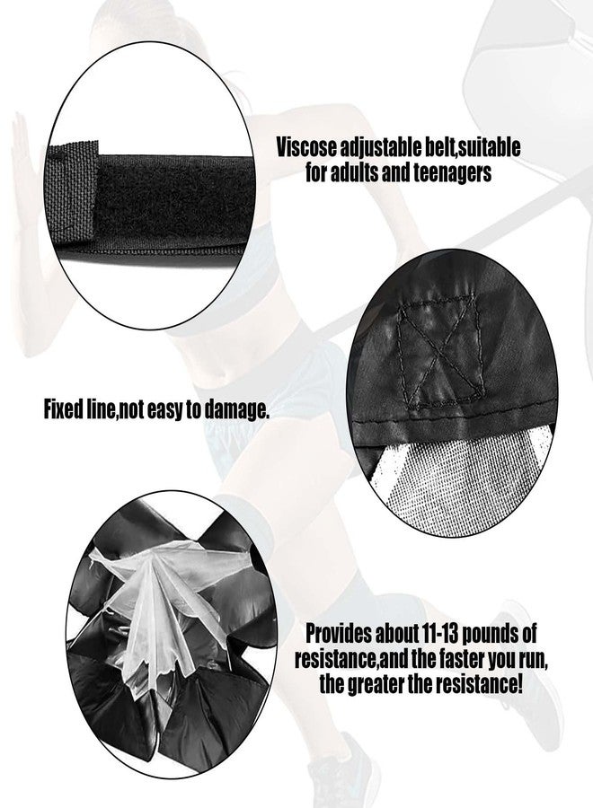 GRSECPO Running Speed Training, 56 inch Speed Drills Resistance Parachute Running Sprint Chute Soccer Football Sport Speed Training (Black) - Image 2
