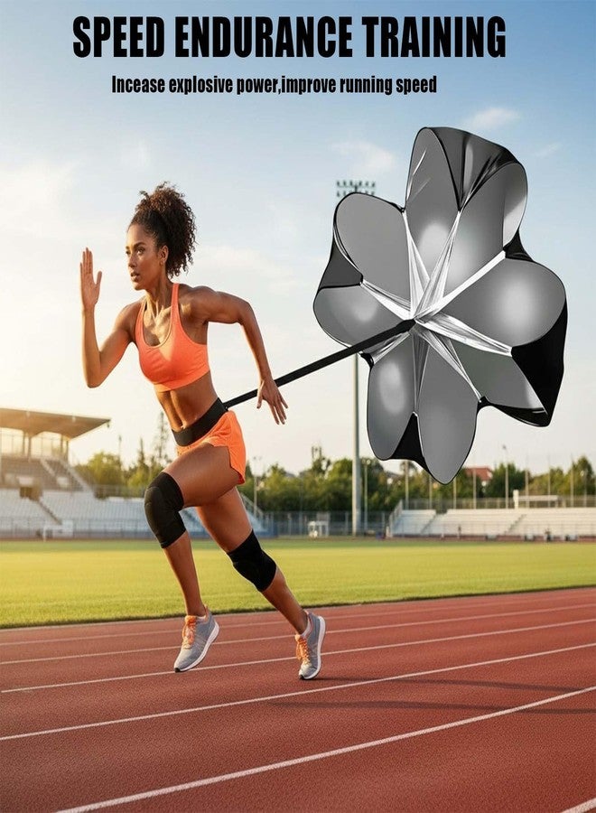 GRSECPO Running Speed Training, 56 inch Speed Drills Resistance Parachute Running Sprint Chute Soccer Football Sport Speed Training (Black) - Image 4