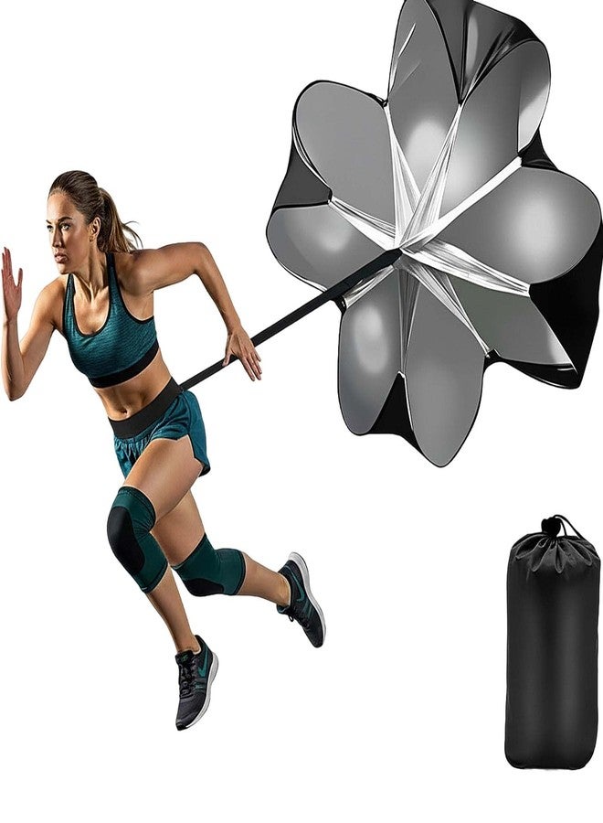 GRSECPO Running Speed Training, 56 inch Speed Drills Resistance Parachute Running Sprint Chute Soccer Football Sport Speed Training (Black) - Image 1
