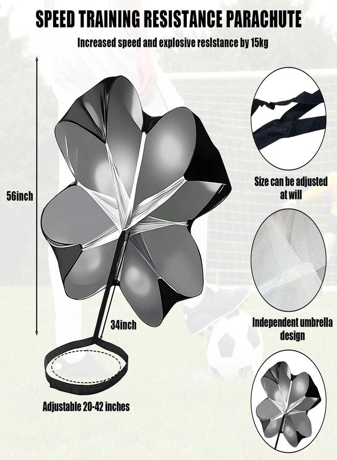 GRSECPO Running Speed Training, 56 inch Speed Drills Resistance Parachute Running Sprint Chute Soccer Football Sport Speed Training (Black) - Image 3