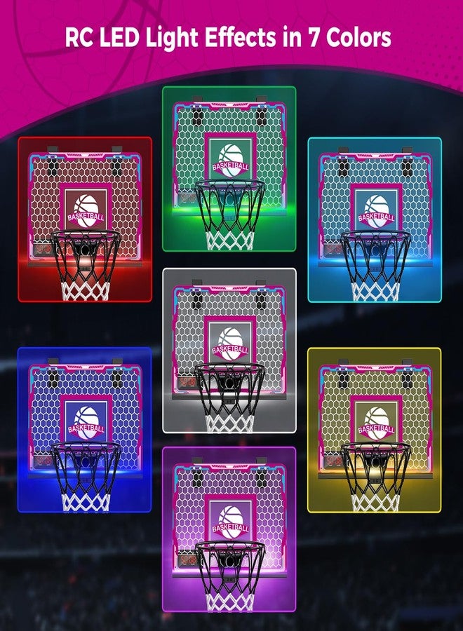 VATOS Basketball Hoop for Girls Indoor, Pink Basketball Hoop with 7 Color Lights, Electronic Scoreboard & Remote Controller, Basketball Set Toys Birthday Gifts for Girls Kids Teens 5-12 - Image 3