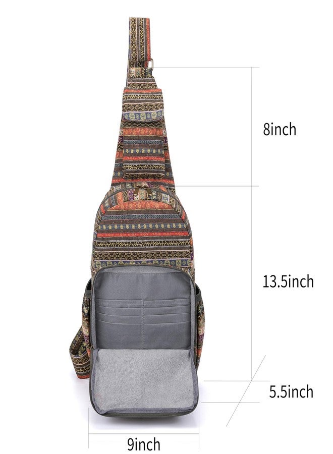 Coton Pose Women sling bag Elephant canvas large boho backpacks bohemian Crossbody Bag (green grey) - Image 2