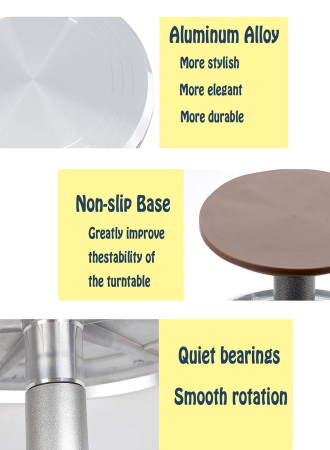 Jninexiu 12 Inch Aluminium Alloy Revolving Cake Stand, Rotating Cake Turntable for Cake, Cupcake Decorating Supplies (35Pcs) - Image 3