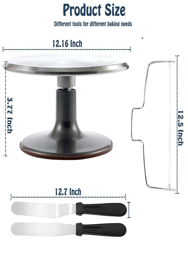 Jninexiu 12 Inch Aluminium Alloy Revolving Cake Stand, Rotating Cake Turntable for Cake, Cupcake Decorating Supplies (35Pcs) - Image 2