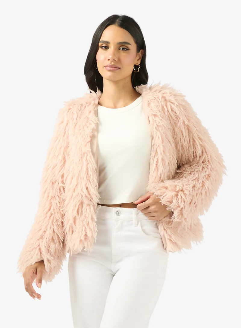 Faux Fur Longline Jacket