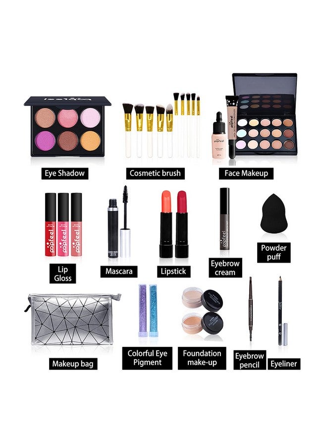 CREAMOON All In One Makeup Kit For Women Full Kit,Multipurpose Kit,Cosmetic Starter Beauty Include Brush Set,Eyeshadow,Lip Gloss,Eyebrow Pencil,Mascara,Travel Carry Bag (Kit007), 29 Piece Set - Image 4