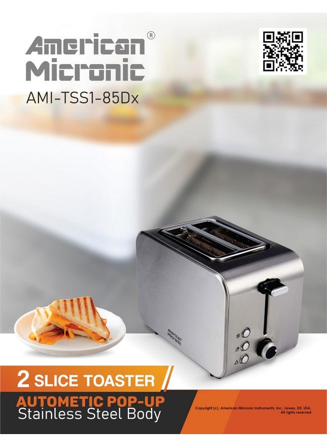 AMERICAN MICRONIC INSTRUMENTS - 2-Slice Stainless Steel Pop-up Toaster with Cancel, Reheat Functions (AMI-TSS1-85Dx- 850 Watts, Steel) - Image 5