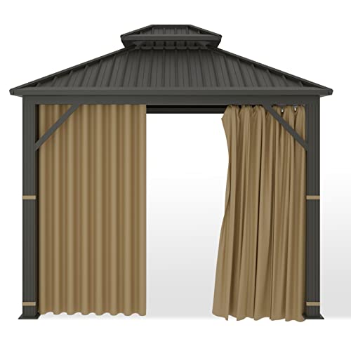 Hugline Gazebo Universal Replacement Privacy Curtain – Hugline 10' x 10' Gazebo Side Wall Outdoor Privacy Panel with Zipper (Khaki) - Image 3