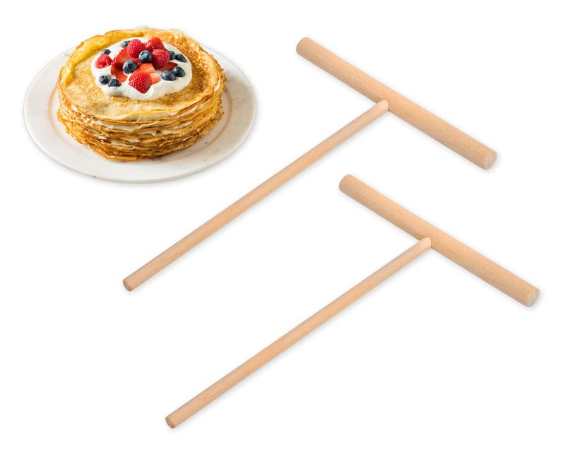 DS DISTINCTIVE STYLE Crepe Spreader 2 Pieces 61 Inches x 47 Inches Natural Wooden TShaped Tool for Crepes Wooden Crepe Maker Pancake Maker Tool