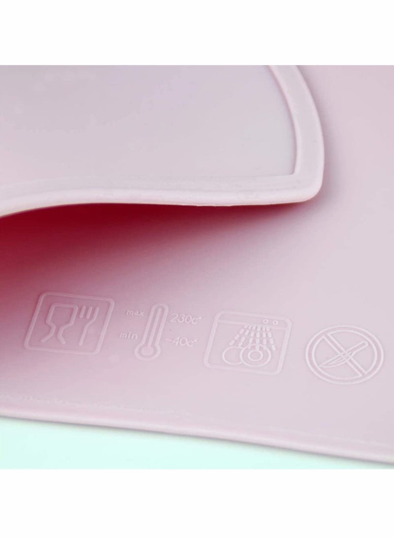 SYOSI 2 PCS Kids Place Mats, Silicone Cloud Shape Table Placemats Baby Feeding Plate Anti Slip Heat Proof Stain Resistant Washable Toddler Tablemat Portable Tableware (Grey, Pink, 18 x 10 Inch) - Image 4