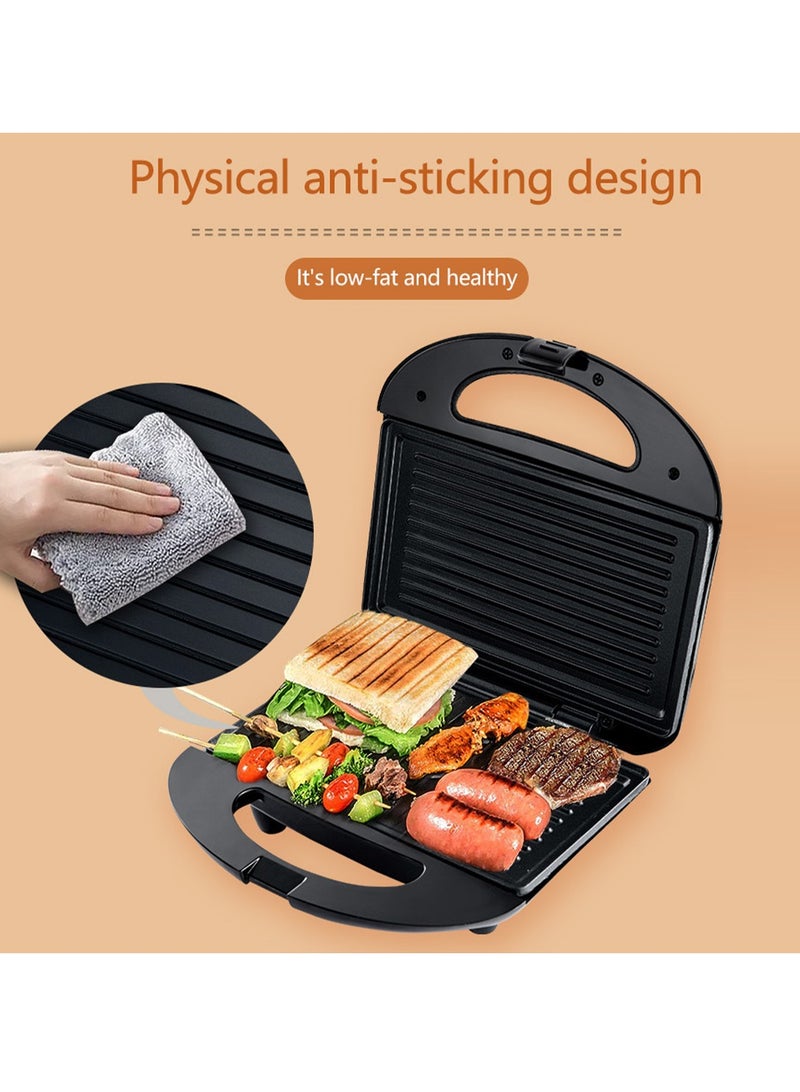 سوكاني صانعة شطائر، غير لاصقة، شواية متعددة الاستخدامات 2 في 1 قابلة للتبديل، مصابيح مؤشر، وجبات سريعة وسهلة، تصميم صغير، 750 واط KJ-105 أسود - Image 2