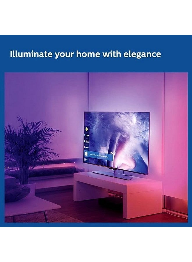 Philips شريط إضاءة LED ذكي واي فاي من فيليبس بطول 5 متر مع محول، مزامنة موسيقية، تحكم صوتي وميزة التعتيم | شريط إضاءة RGB متغير الألوان للأسقف، التلفاز | عبوة من 2 (ويز) بولي كربونات، متعدد الألوان - Image 4