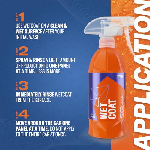 GYEON Wet Coat 500ml - Hydrophobic Ceramic Spray Coating for Cars - High Gloss Solutions for Your Car Paint Wheels and Glass - Spray On Rinse Off Easy DIY Use Formula - Image 4