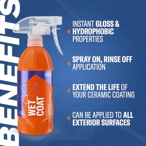 GYEON Wet Coat 500ml - Hydrophobic Ceramic Spray Coating for Cars - High Gloss Solutions for Your Car Paint Wheels and Glass - Spray On Rinse Off Easy DIY Use Formula - Image 2